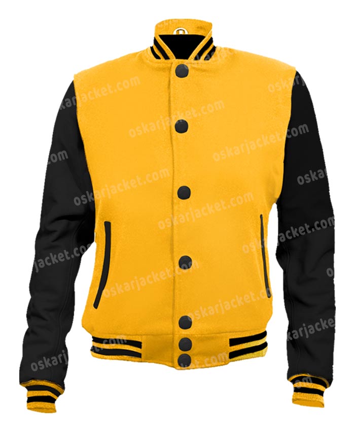 Men's College Yellow and Black Varsity Jacket