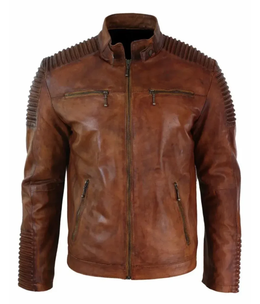 Mens Café Racer Brown Biker Jacket Mens Café Racer Brown Biker Jacket