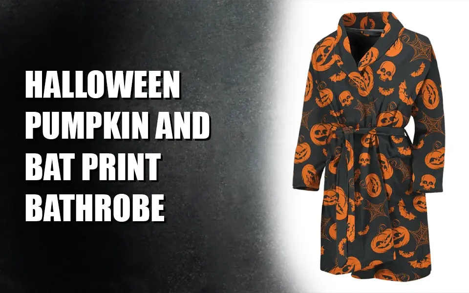 Halloween Pumpkin and Bat Print Bathrobe