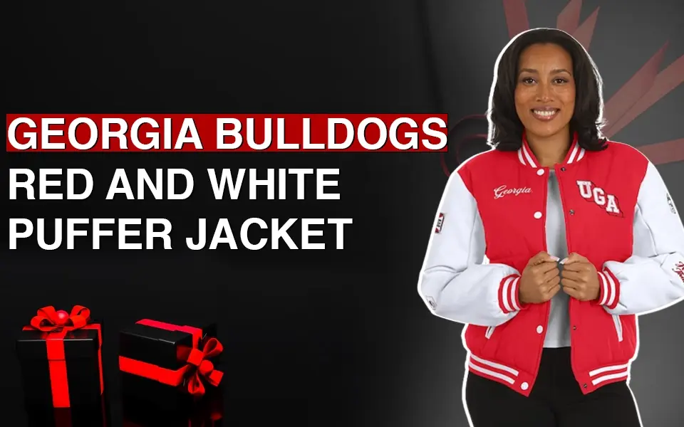 Georgia Bulldogs Red and White Puffer Jacket
