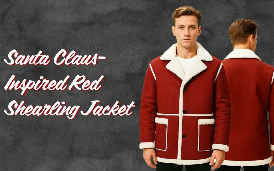 Santa Claus-Inspired Red Shearling Jacket