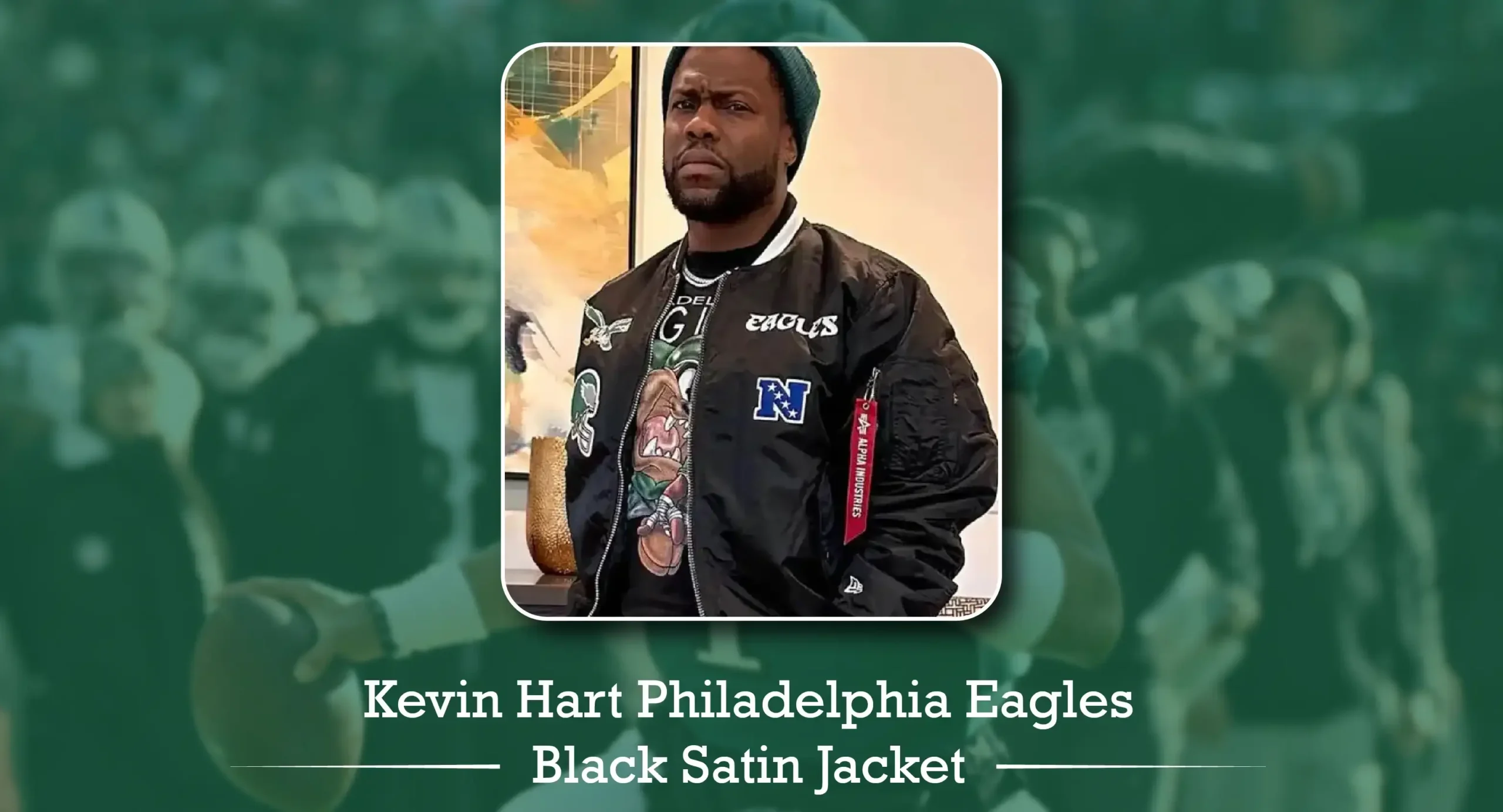 Kevin Hart Philadelphia Eagles Black Satin Jacket