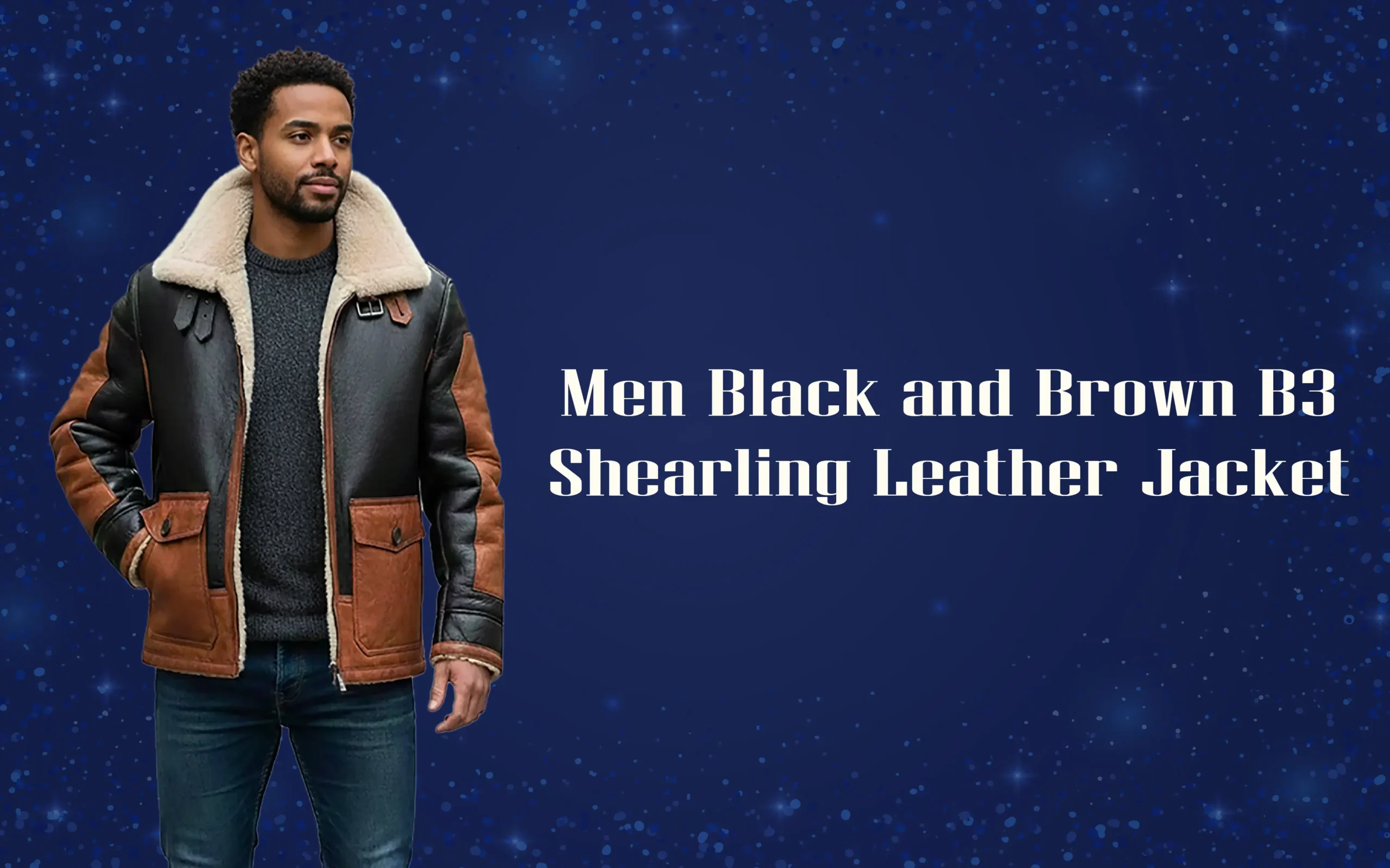 Men Black and Brown B3 Shearling Leather Jacket
