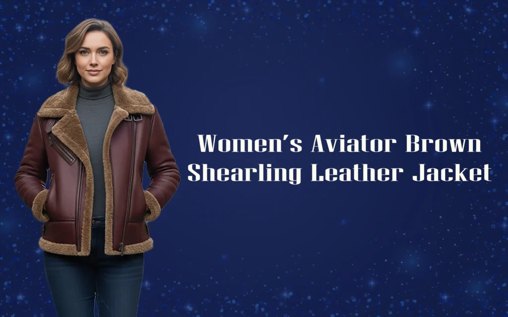 Women’s Aviator Brown Shearling Leather Jacket