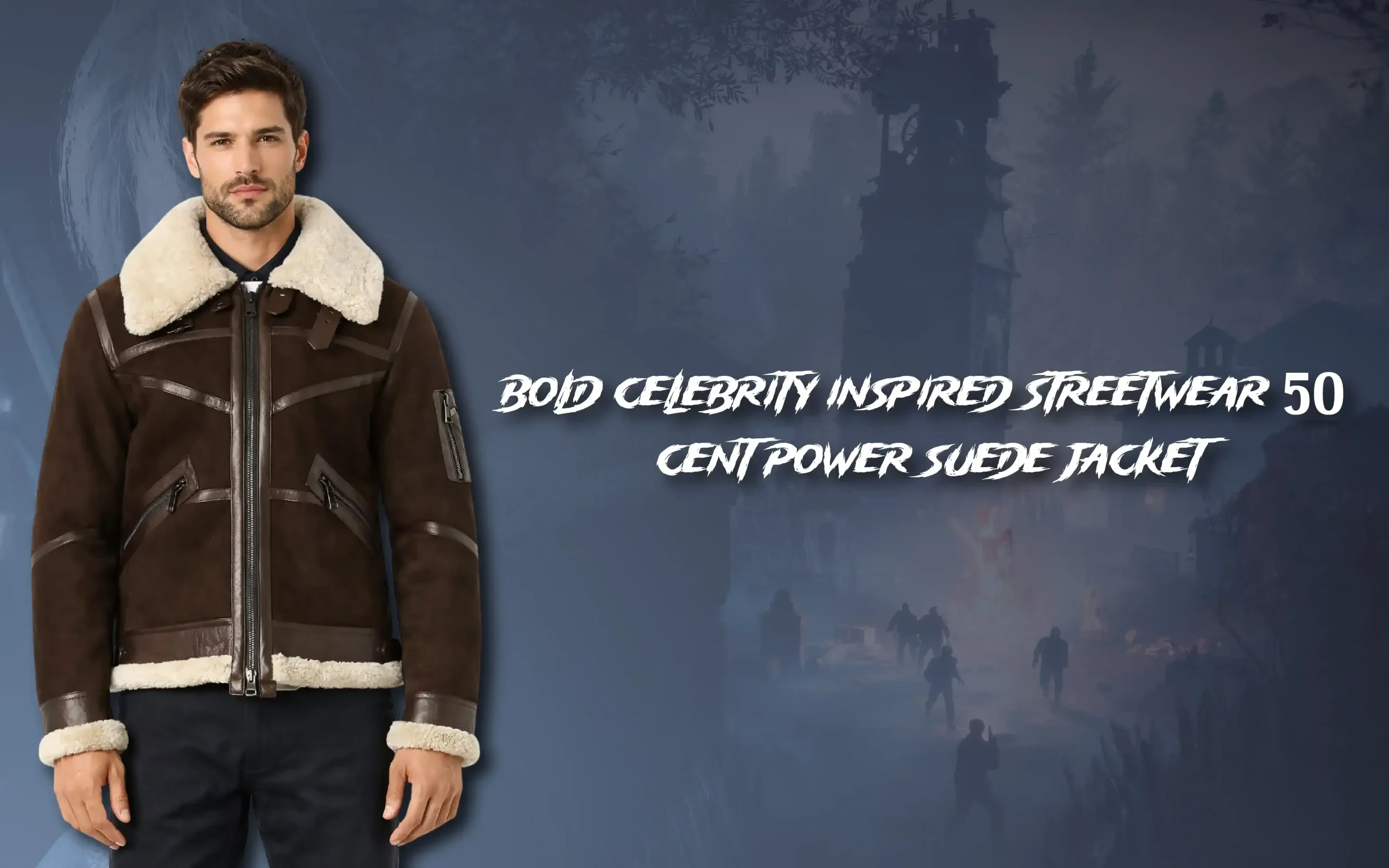 Bold Celebrity Inspired Streetwear 50 Cent Power Suede Jacket