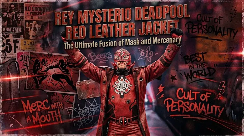 Rey Mysterio Deadpool Red Leather Jacket