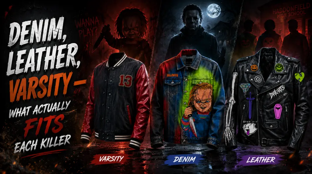 Denim, Leather, Varsity — What Actually Fits Each Killer