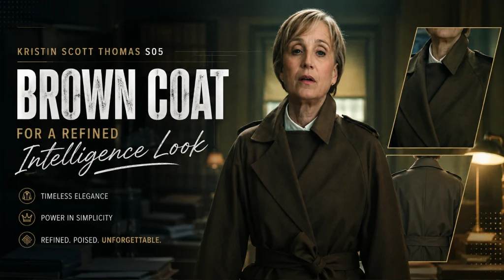 Kristin Scott Thomas S05 Brown Coat for a Refined Intelligence Look
