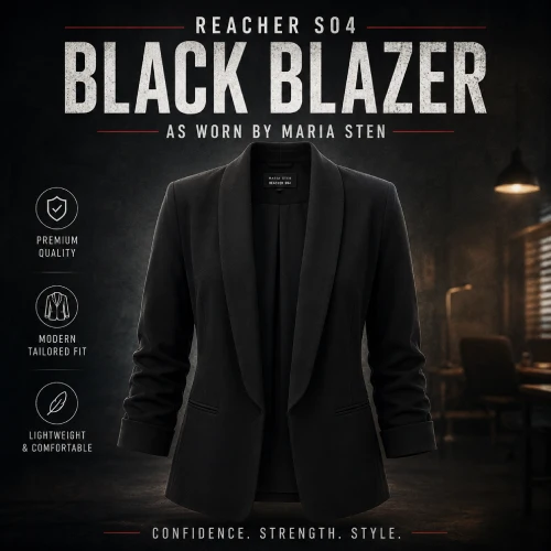 Reacher S04 Black Blazer for a Refined Reacher-Inspired Outfit
