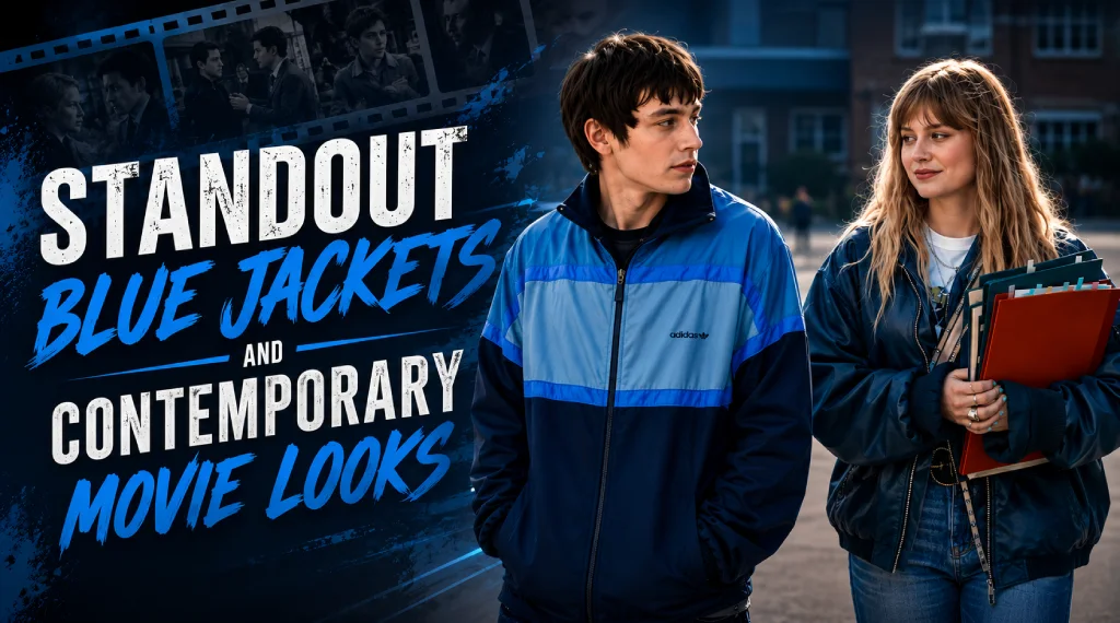 Standout Blue Jackets and Contemporary Movie Looks