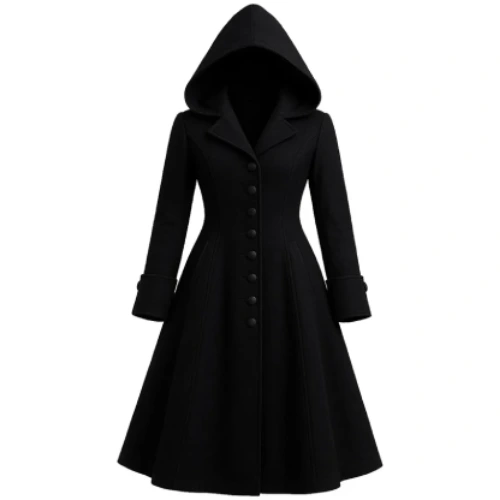 Steampunk Halloween Gothic Wool Hooded Coat
