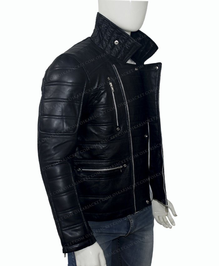 Cold Pursuit Trevor Calcote Padded Leather Jacket | Oskar Jacket