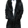 Mens Black Persian Lamb Fur Fox Fur Collar Coat