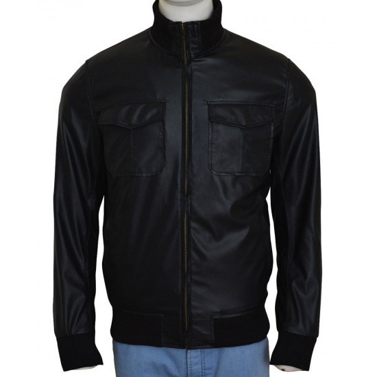 Oskar - Leather Utility Jacket - Black & Grey