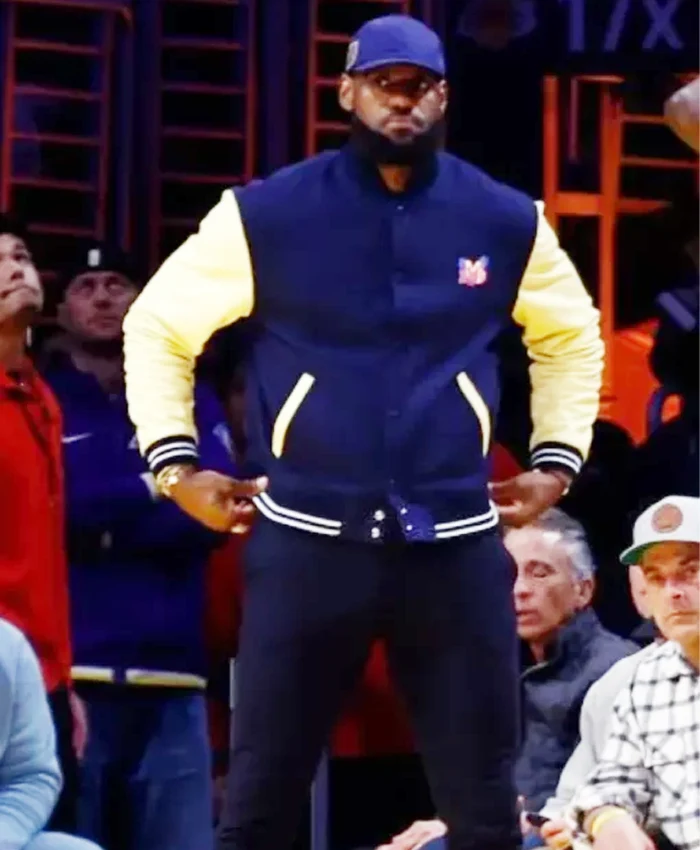 LeBron James NBA 2023 Blue & Yellow Varsity Jacket