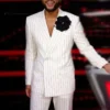The Voice S25 John Legend Pinstripe White Suit