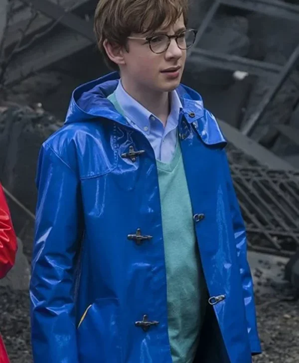 A Series Of Unfortunate Events Klaus Baudelaire Blue Hooded Leather Coat