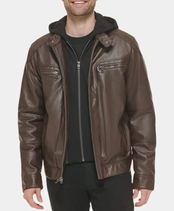 Aaron Paul El Camino Brown Hooded Leather Jacket