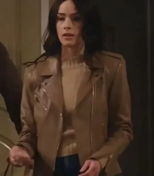 Abigail Spencer Extended Family S01 Brown Biker Leather Jacket