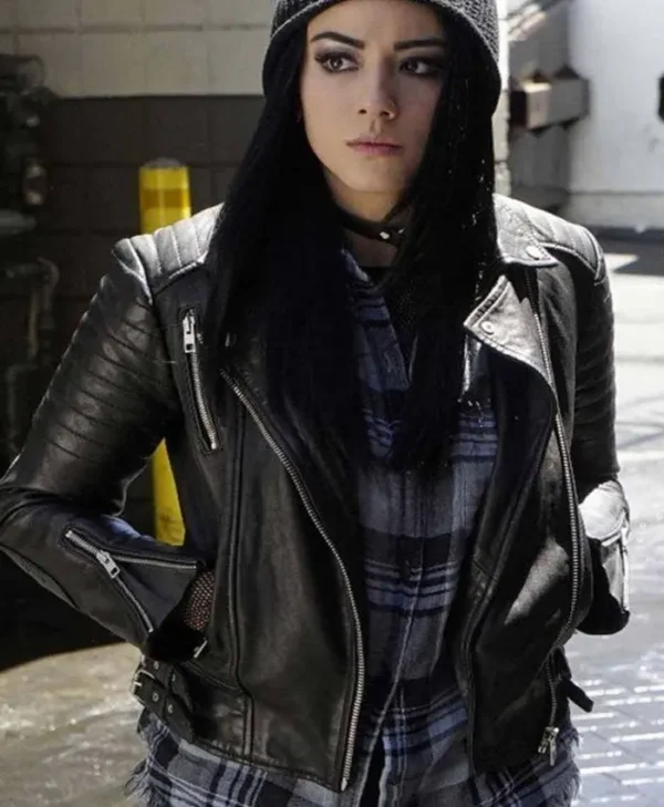 Agents of Shield Chloe Bennet Black Motorcycle Leather Jacket