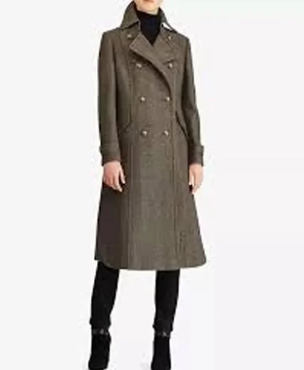 Alexis Davis General Hospital Wool Trench Herringbone Coat