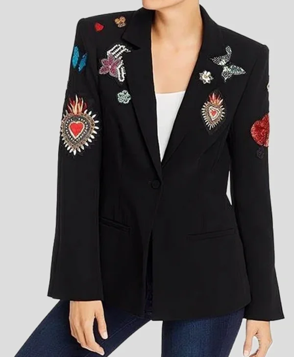 Alexis Floyd Inventing Anna Printed Wool Black Blazer