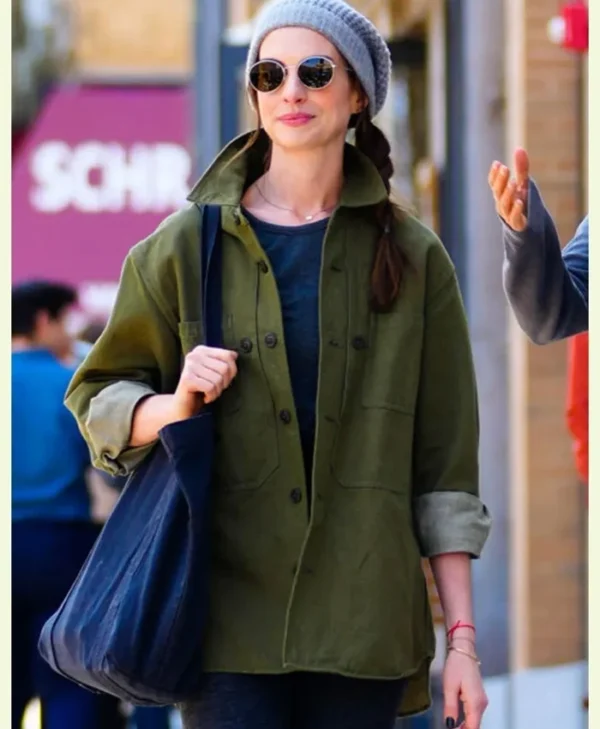 Anne Hathaway WeCrashed 2022 Green Cotton Jacket