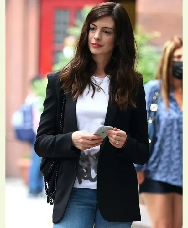 Anne Hathaway WeCrashed Black Suiting Fabric Blazer