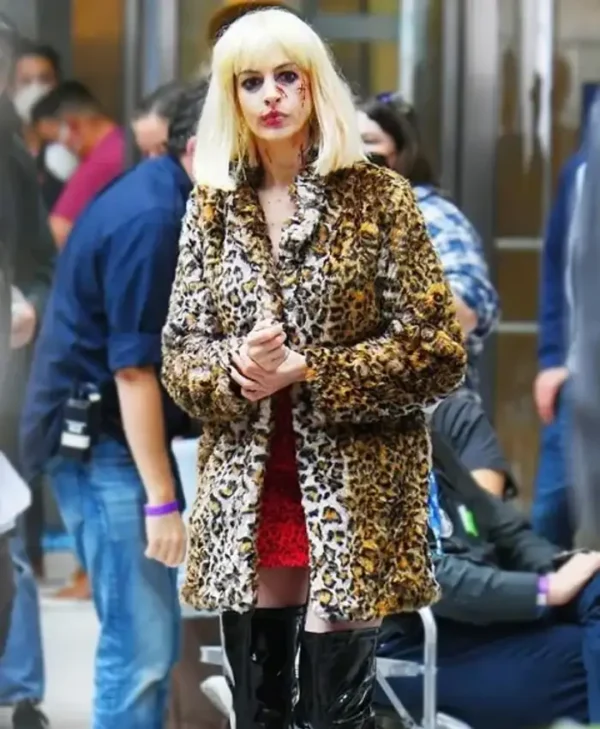 Anne Hathaway WeCrashed Cheetah Leopard Fur Coat