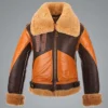 B3 Bomber Shearling Fur Brown Real Sheepskin Leather Jacket