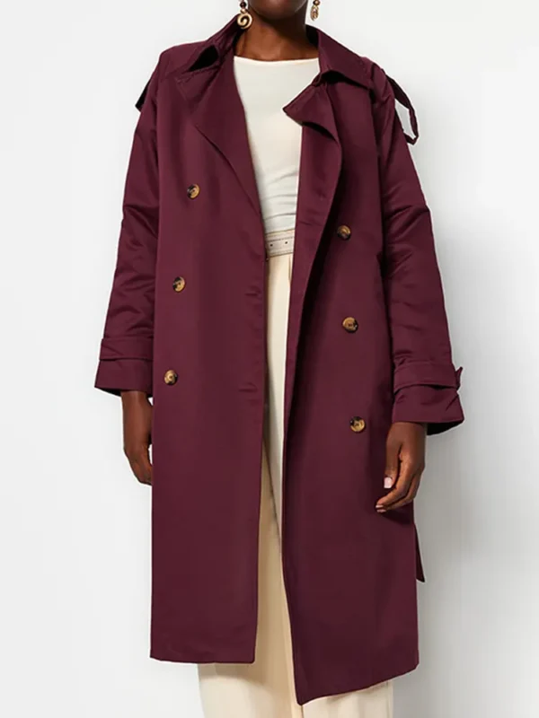 Burgundy Trench Coat Womens