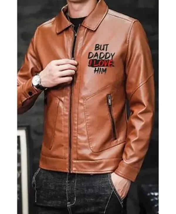 But Daddy I Love Him Brown Leather Jacket