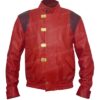 Akira Kaneda Red Good For Health Capsule Logo Leather & Cotton Jacket