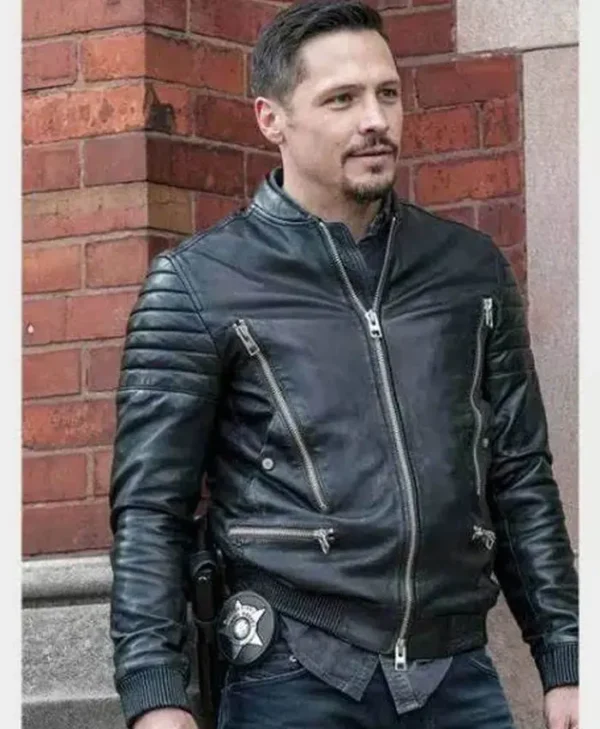 Chicago P.D. Nick Wechsler Leather Bomber Black Jacket