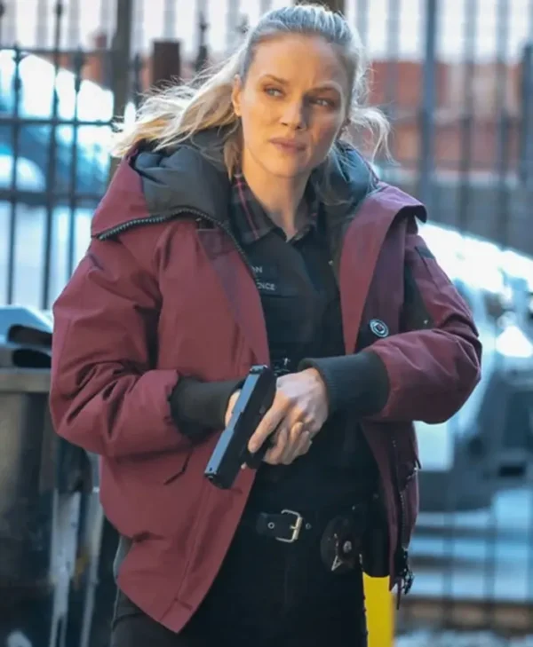 Chicago P.D. Tracy Spiridakos Fur Hood Bomber Jacket