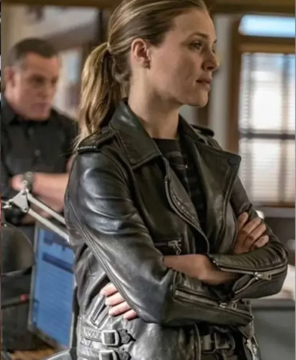 Chicago PD Hailey Upton Black Real Leather Jacket