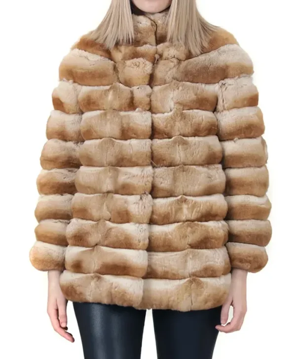 Coffee Cream Chinchilla Fur Coat