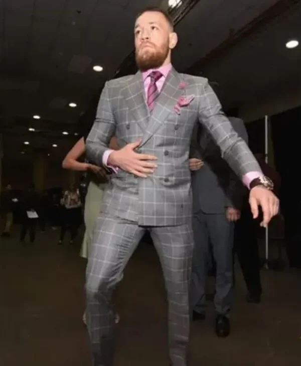 Conor McGregor Checkered Grey Suit