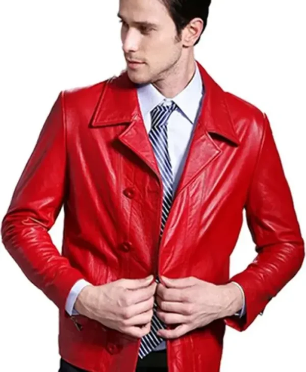 Couple Valentines Day Red Leather Jacket