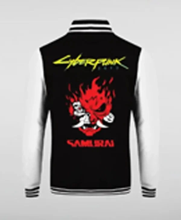 Cyberpunk Varsity Wool Jacket Black