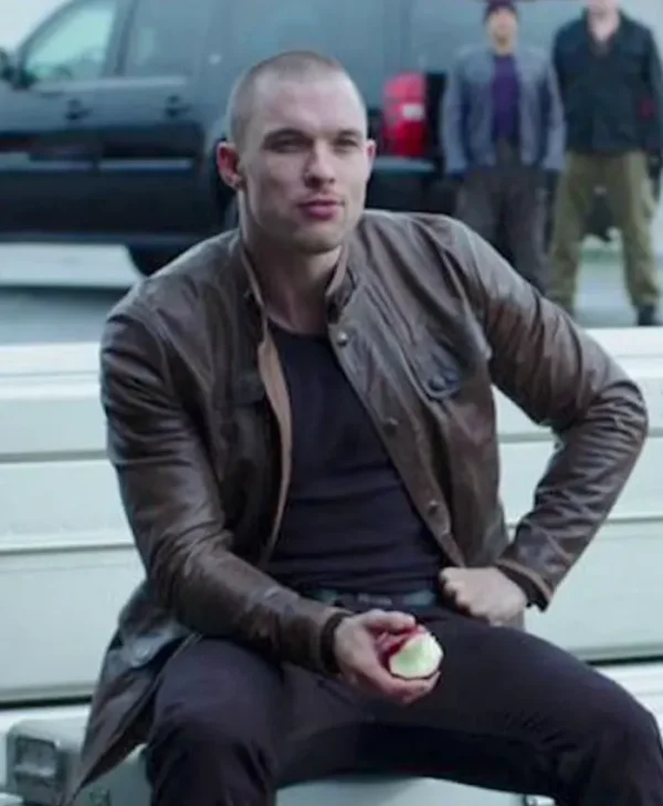 Deadpool Ed Skrein Brown Leather Jacket