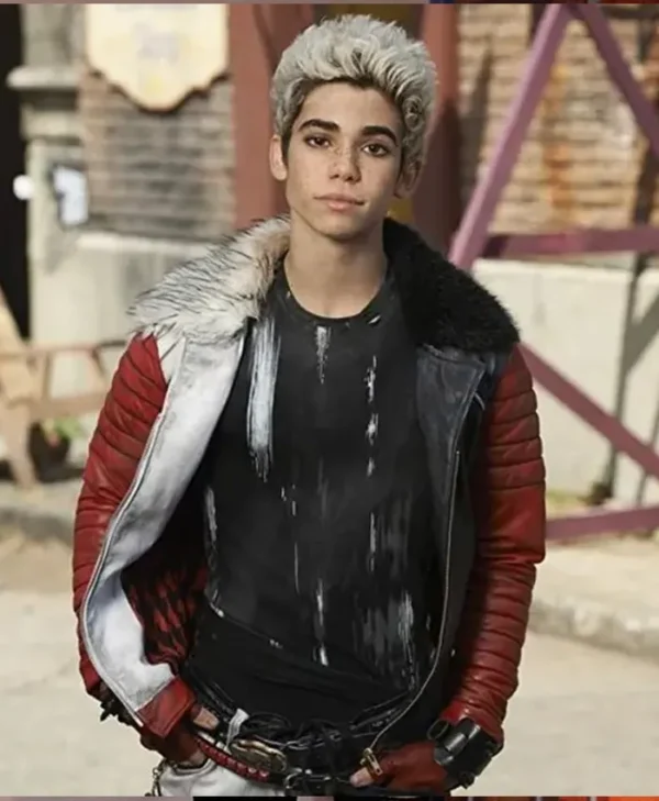 Descendants Cameron Boyce Fur Collar Real Leather Jacket