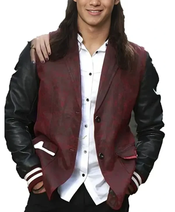 Descendants Jay Burgundy Faux Black Leather Jacket