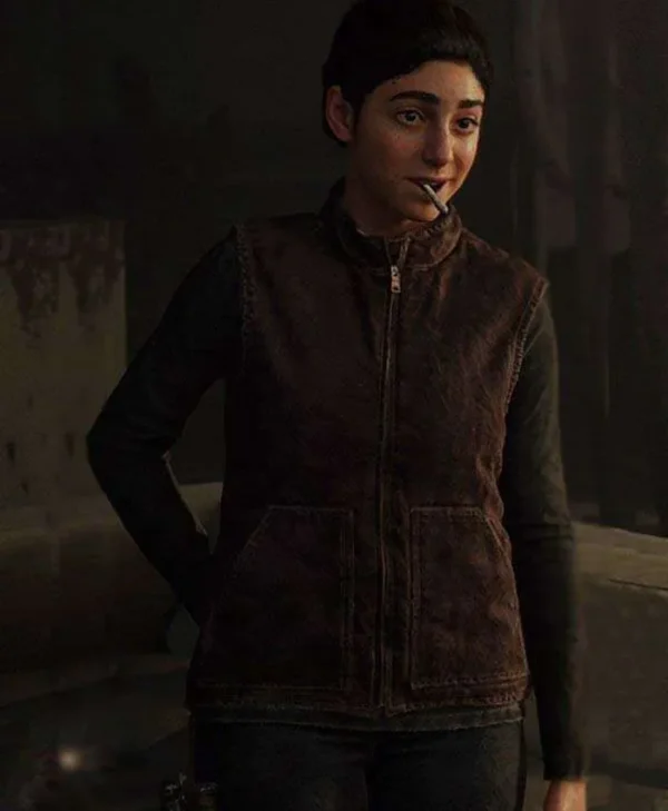 Dina The Last Of Us Part II Maroon Leather Vest