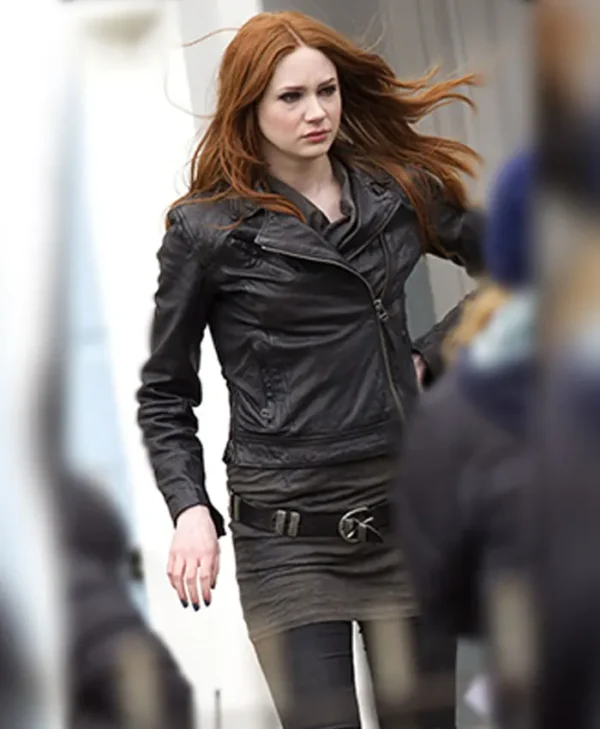 Doctor Who Amy Pond Black Biker Leather Jacket