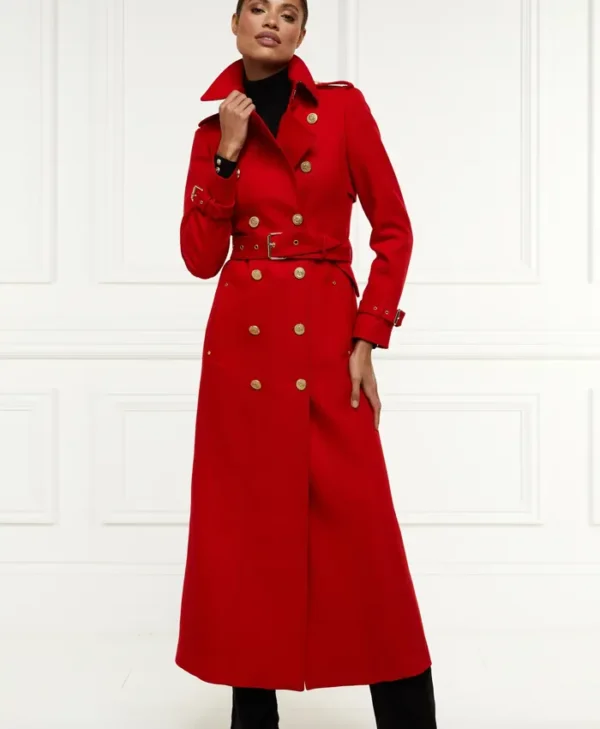 Double Breasted Womens Red Wool Coat