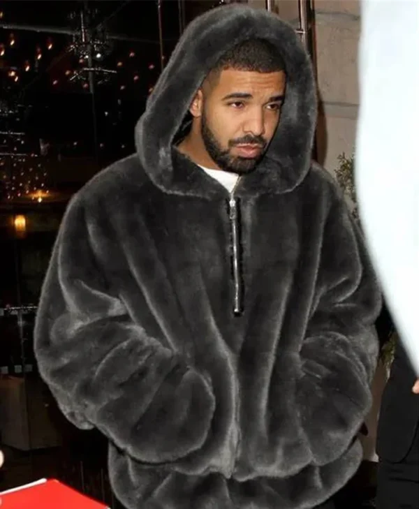 Drake Fuzzy Fur Black Jacket