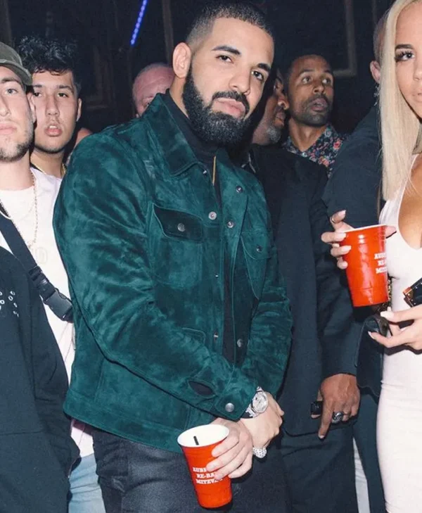 Drake Green Suede Green Leather Jacket