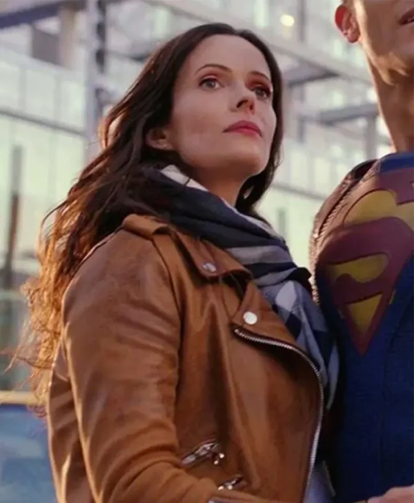 Elizabeth Tulloch Supergirl Brown Biker Leather Jacket