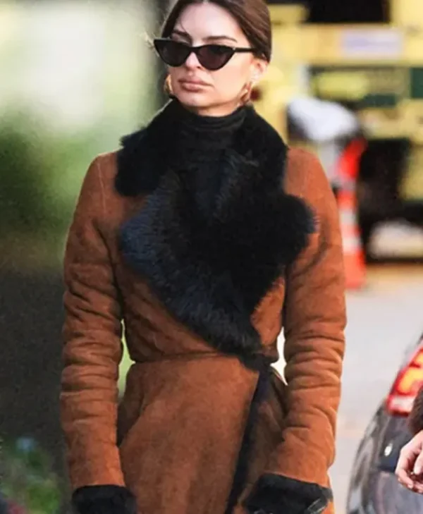 Emily-Ratajkowski-Shearling-Coat